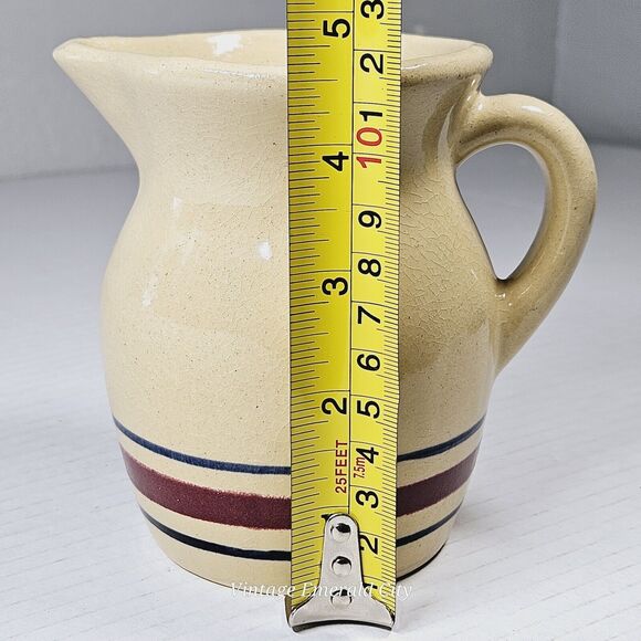 Vintage Robinson Ransbottom Pottery Roseville Ohio #850 1 Qt Pitcher Blue & Red - Picture 12 of 15